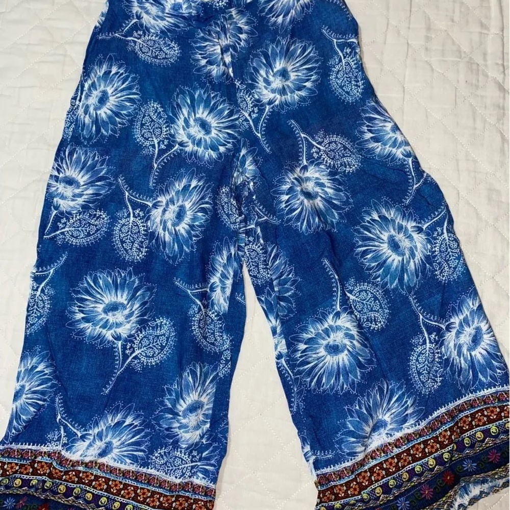 FARM Rio Blue Tie-Dye Floral Wide-Leg Pants - Picture 7 of 9